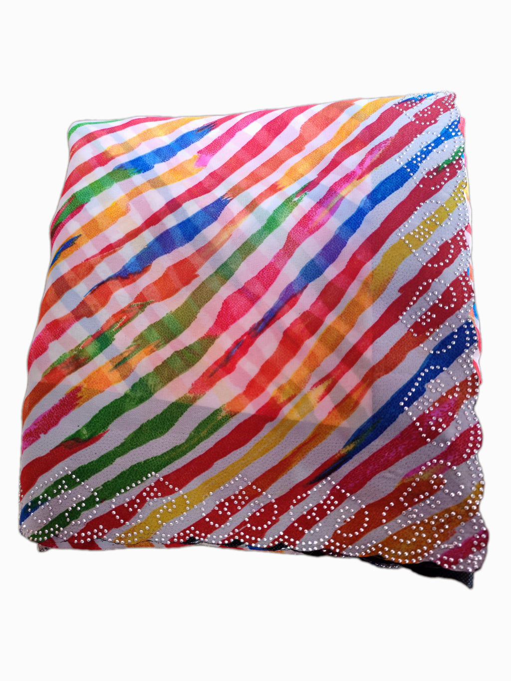 Multicolor Striped Festive Silk Saree with siroski Border