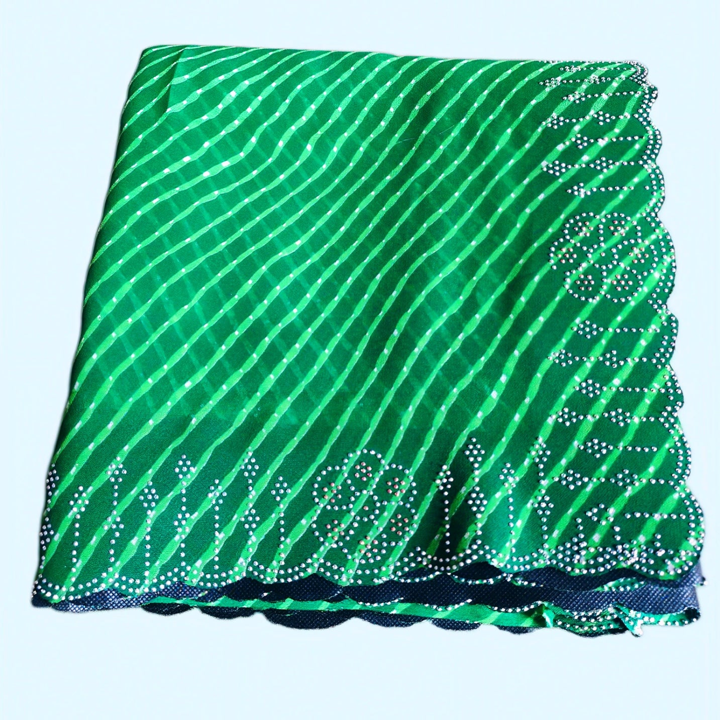 Elegant Green Striped Saree - Party & Wedding Wear