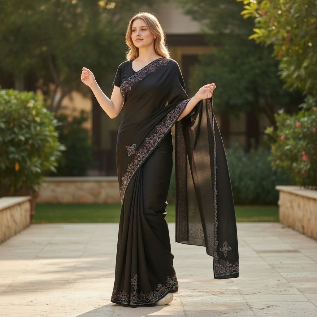 Elegant stone work Traditional Ethnic Saree