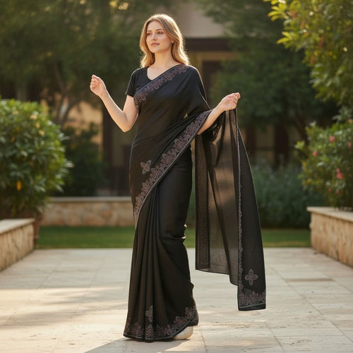 Elegant stone work Traditional Ethnic Saree